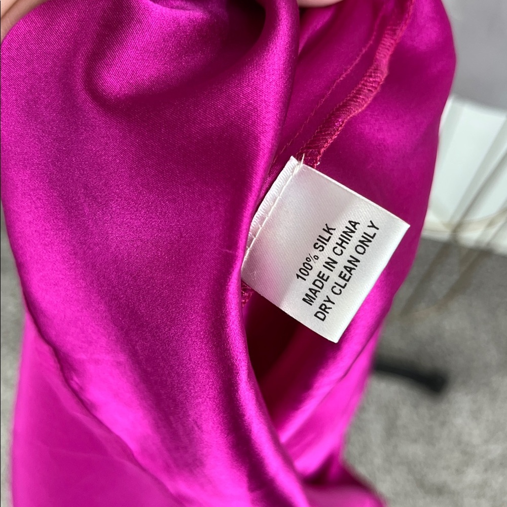 PIAMITA Silk Magenta Pocket Tank Top Blouse - Picture 7 of 7